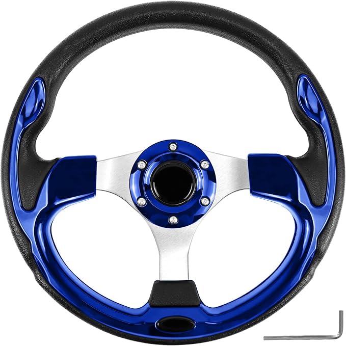 Golf Cart Steering Wheel, Skid Steering Wheel, Universal Golf Cart for Club Car EZGO RXV and TXT, Yamaha, Precedent Tempo, DS