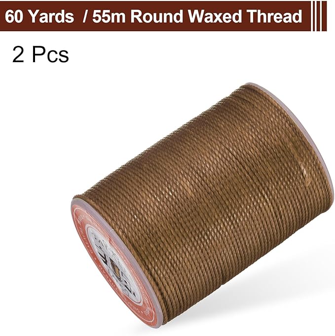 uxcell Round Leather Sewing Waxed Thread, 55m / 60 Yards Polyester Wax String - Image 3