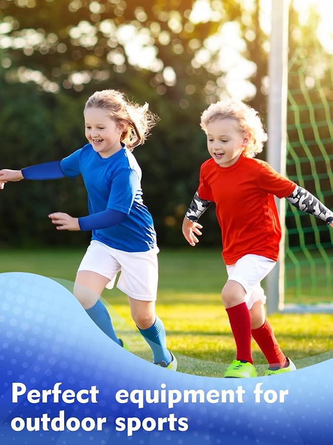 JaGely 16 Pairs Ice Cream Arm Sleeves for Kids UV Sun Protection Football Basketball Baseball Compression Long Sleeves Youth