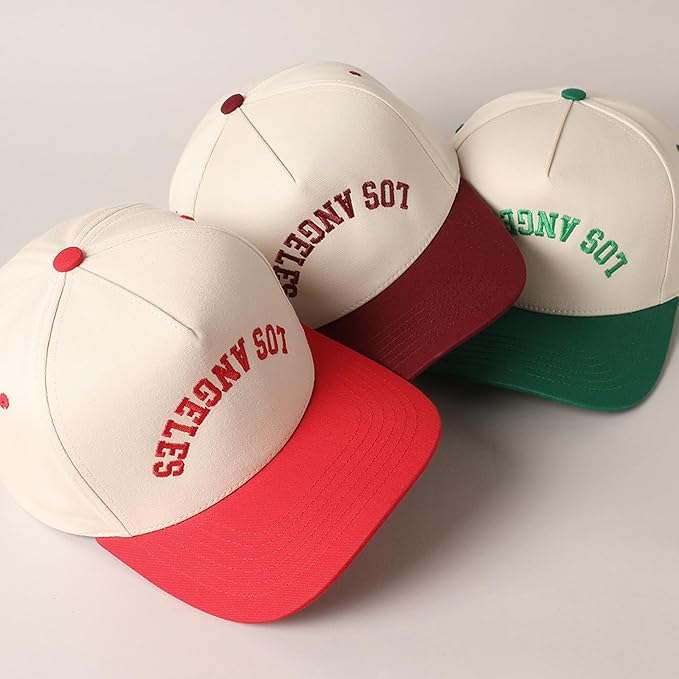 MIRMARU Two-Tone Vintage Canvas Trucker Hats for Men & Women, Adjustable Size Baseball Caps with Trendy Embroidered Design