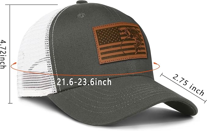Fishing Hat Fishing Gifts for Men Bass Fish Flag Gear Accessories Stuff Trucker Hat Snapback Baseball Cap