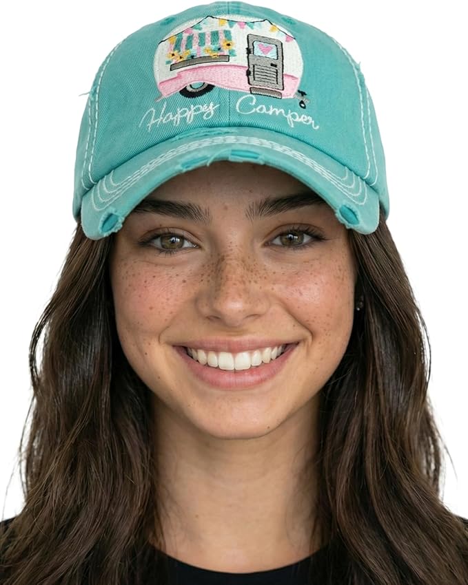 Funky Junque Distressed Vintage Baseball Cap - Embroidered Patch Women's Hat - Holiday, Lifestyle & Patriotic Designs