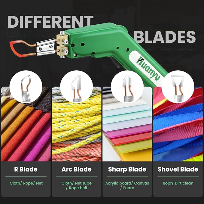 Huanyu Electric Hot Knife Rope Cutter Fabric Cutting Tool Kit 4 Blades Pro - Image 6