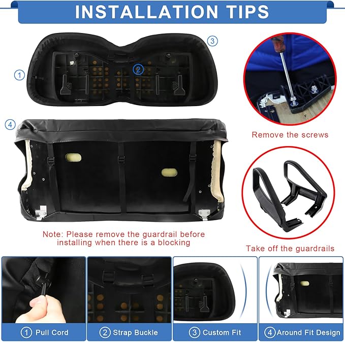 Club Car Precedent Seat Covers Perfect Appearance,Breahtable Leather,Durable Quality,Easy Installation,Economical Way to Upgrade Your Front Golf Cart Seat Covers Club Car