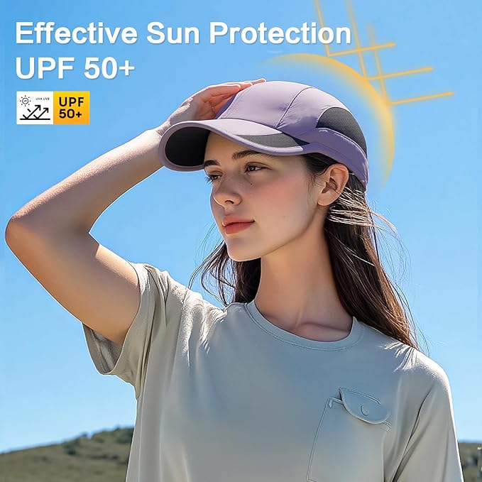 HH HOFNEN Quick Dry Baseball Cap Unstructured Running Cap Water-Resistant UPF 50+ Mesh Golf Sun Hats for Men Women