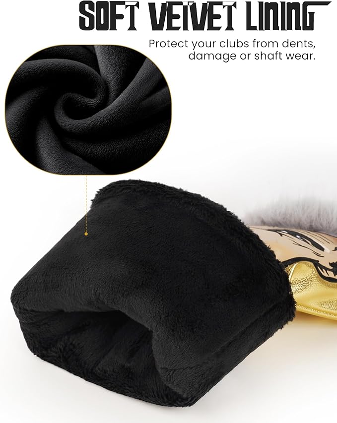 The Golf Father Funny Golf Club Covers, Driver Fairway Wood Hybrid Headcover, Mallet Putter Covers Blade Headcovers Putter Cover Magnetic, Black and White Color Iron Covers for Most Brands