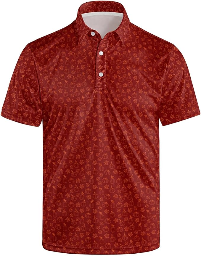 Golf Polo Shirts for Men Funny Print Short Sleeve Golf Shirts Performance Golf Polos