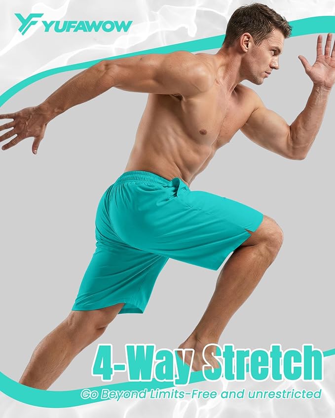 9 Inch Men Swim Trunks with Mesh Lining Quick Dry Breathable Pockets for Summer Beach Cruise Water Park Gym Running