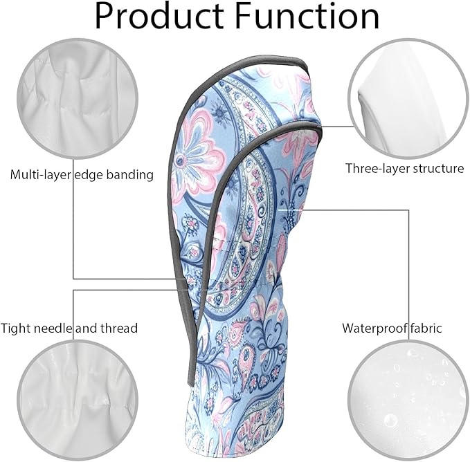 Golf Headcovers Fits Driver Hybrid Fairway 3/5 Wood, Waterproof PU Leather Golf Club Protector, Ideal Sports Accessories & Golfer Gift Colorful Geometry