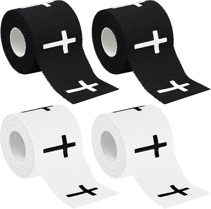 Christian Athletic Sports Tape with Cross Design - 4-Pack Breathable Cotton Wrist Wrap, 2in x 23ft for Soccer, Baseball, Boxing & Gym Training, Inspirational Faith-Based Fitness Accessory