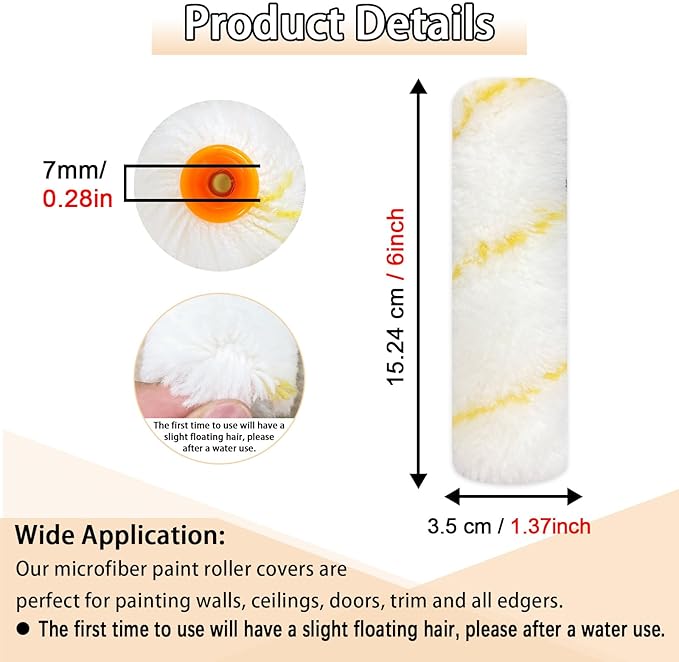 50 Pieces Paint Roller Cover, 6 inch Microfiber Roller Covers, Washable Covers - Image 2