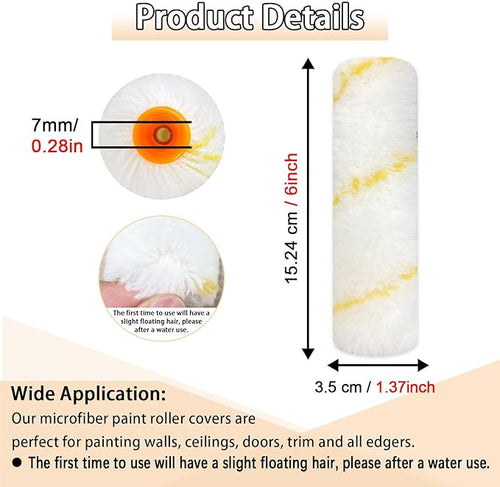 10 Pieces Paint Roller Cover, 6 inch Microfiber Roller Covers, Washable Covers - Image 2