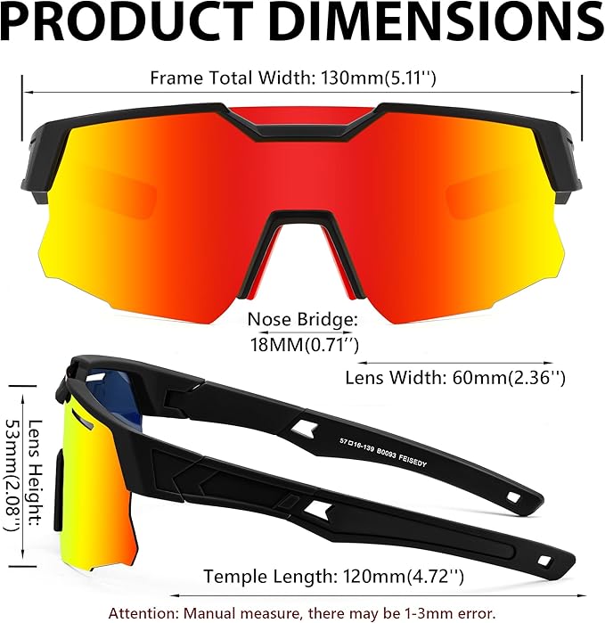 FEISEDY Kids Sunglasses Youth Baseball Sun Glasses, UV400 Sports Teens Cycling Shades for Boys Girls Age 8-16 B0048