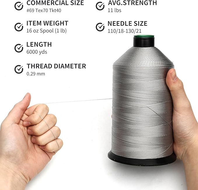 Extra Strong Bonded Nylon Thread #69 Tex70 – 16 OZ, Versatile Stitching Solution - Image 3