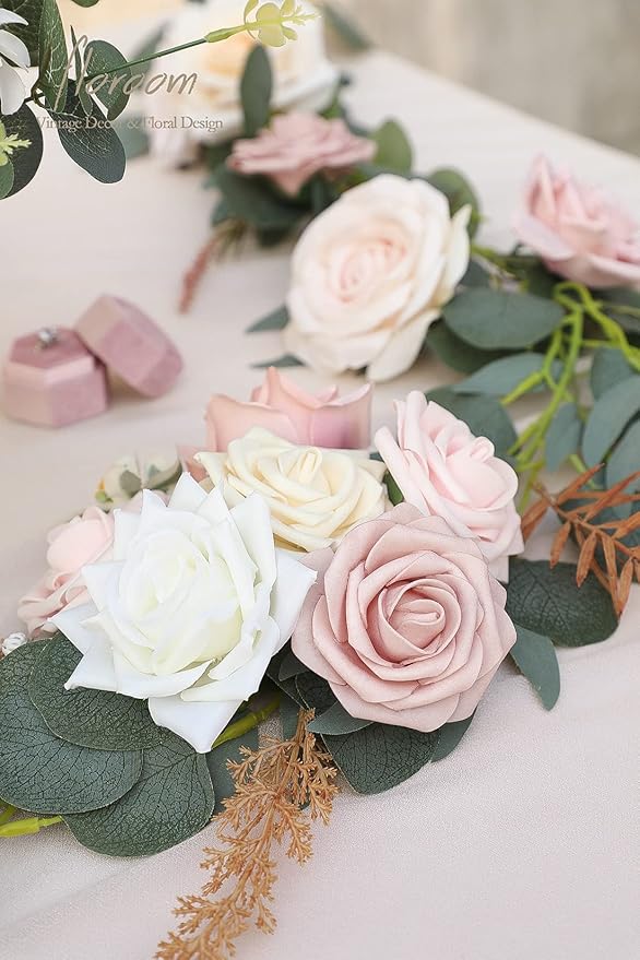 Floroom Artificial Flowers 25pcs Real Looking Shabby Blush Foam Fake Roses - Image 6