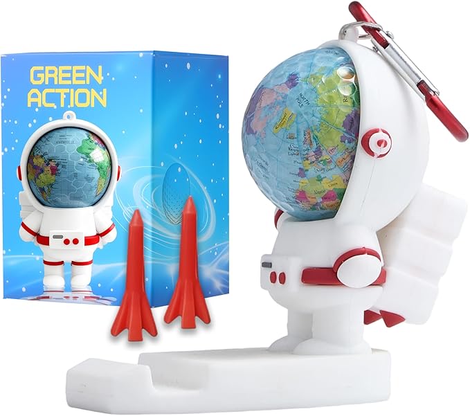Astronaut Golf Tee Holder and Phone Stand, Includes 2 Golf Tees, Golf Ball Holder with Carabiner, Fun Golf Accessories for Men and Women, Stylish Golf Bag Accessory and Golf Gift