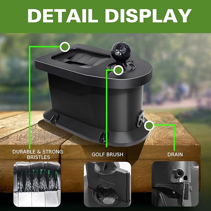 Golf Cart Ball Washer and Club Cleaner Kit with Mounting Bracket, Golf Ball Washer Cleaner for EZGO, Club Car, Yamaha, Advanced EV, Star EV, Universal & Detachable