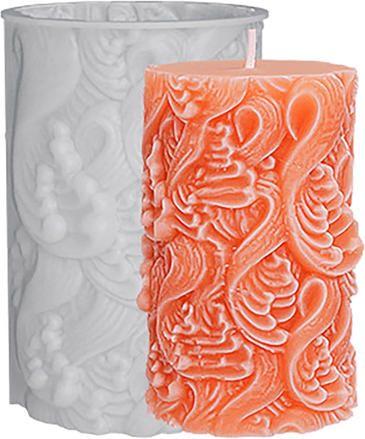 Flower Petal Cylinder Candle Mold by ESEDAGESiliconeMold