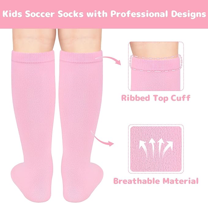 Olreco 1 Pack Toddler Kids Youth Soccer Socks Girls Boys Baseball Socks Youth Knee High Softball Football Accessories Cotton