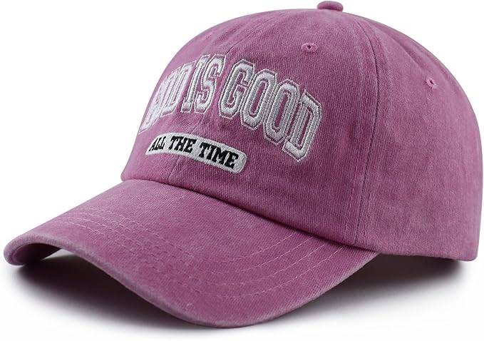 God is Good All The Time Hat for Men Women, Funny Adjustable Cotton Embroidered Jesus Christian Faith Baseball Cap