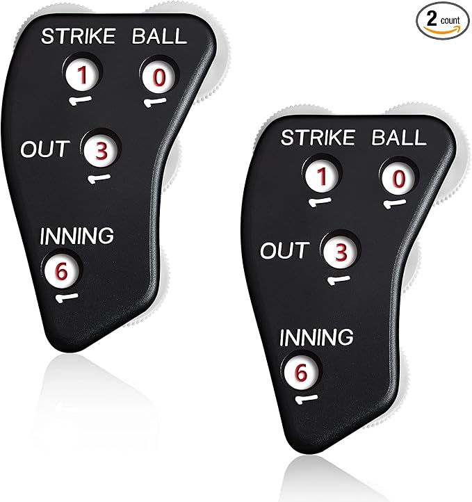 Deekin 4 Wheel Baseball Umpire Clicker Black Indicator Gear Practical Baseball Counter Clicker for Scorekeeper Recording Outs Innings Balls Softball Referee Equipment