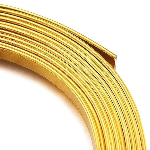 Fashewelry 32.8Ft 5mm Aluminum Flat Wire Gold Bendable Metal Craft Wire Strip - Image 8