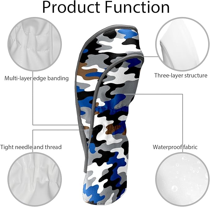 Golf Headcovers Fits Driver Hybrid Fairway 3/5 Wood, Waterproof PU Leather Golf Club Protector, Ideal Sports Accessories & Golfer Gift Colorful Geometry