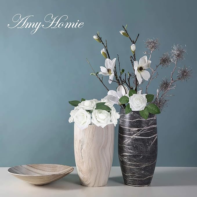 AmyHomie Artificial Flower White Rose 25pcs Real Looking Fake Roses w/Stem - Image 4