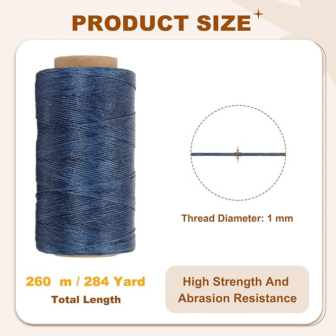 PATIKIL 284 Yard Flat Waxed Thread 150D 1mm Leather Sewing Cord - Image 2