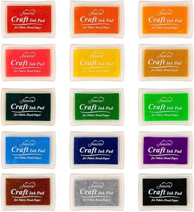 Ink Pad, 15 Colors Finger Washable Stamp Pads by Ancwzoz