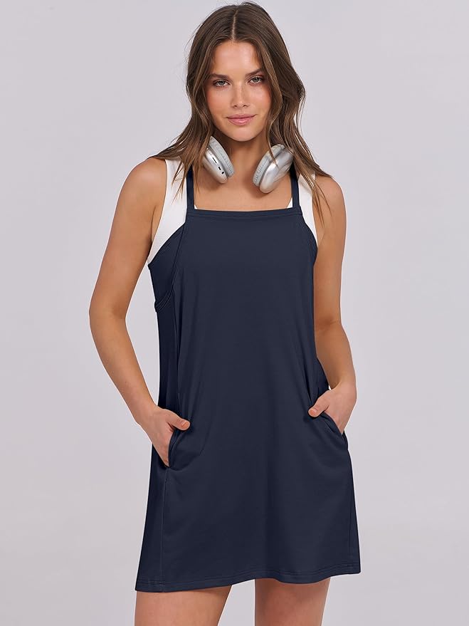 ANRABESS Women Summer Dress 2026 Beach Vacation Outfits Tennis Athletic Workout Romper Dress Built in Shorts Travel Clothes