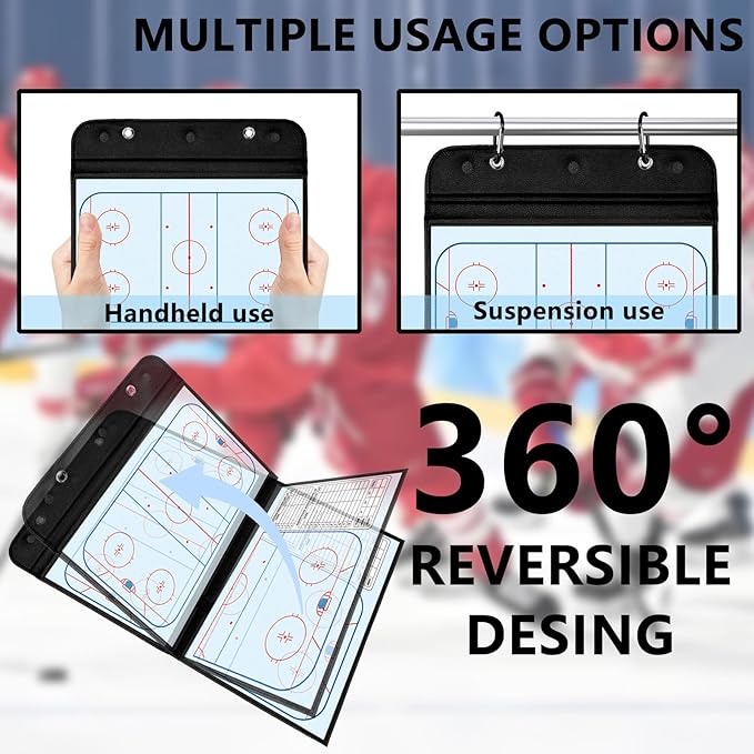 Magnetic Hockey Coaching Board – Portable Dry Erase Whiteboard with Fence Clip, Magnets & Carry Bag, Foldable Tactical Board for Ice Hockey Coaches & Players, Ideal Coach Gift