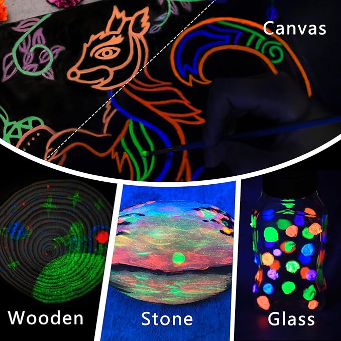 Artecho Glow in the Dark Paint, Neon Orange Paint Tubes, Art Craft Paints - Image 7