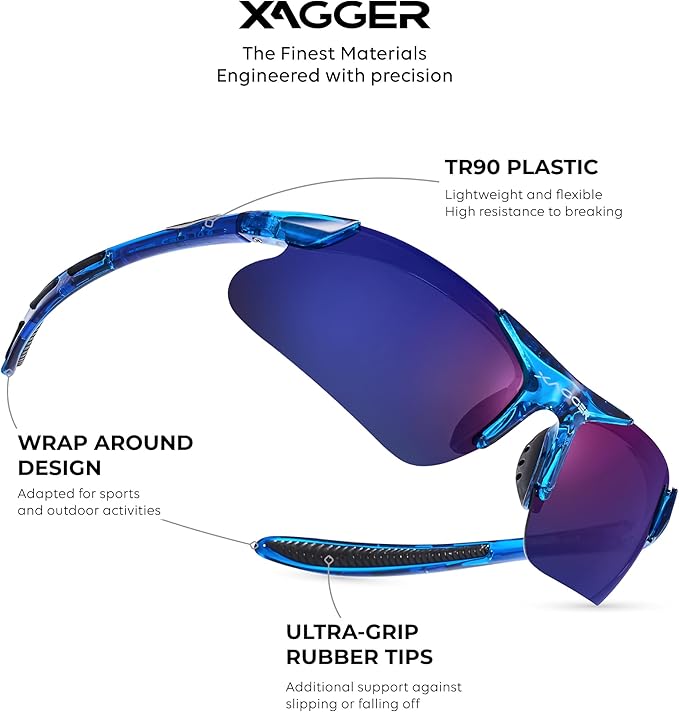 Xagger Kids Youth Polarized Sports Sunglasses for Boys Girls Baseball Softball Glasses TR90 Frame