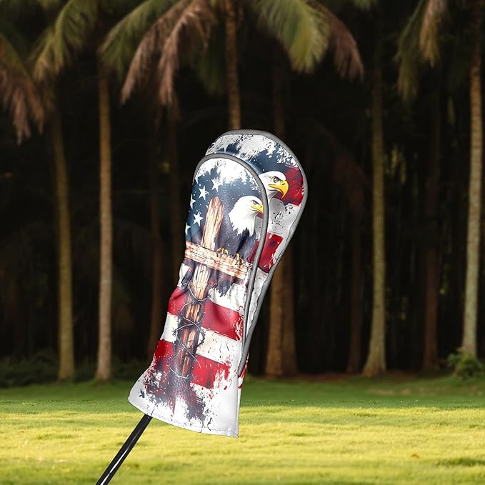 Golf Headcovers Fits Driver Hybrid Fairway 3/5 Wood, Waterproof PU Leather Golf Club Protector, Ideal Sports Accessories & Golfer Gift Colorful Geometry