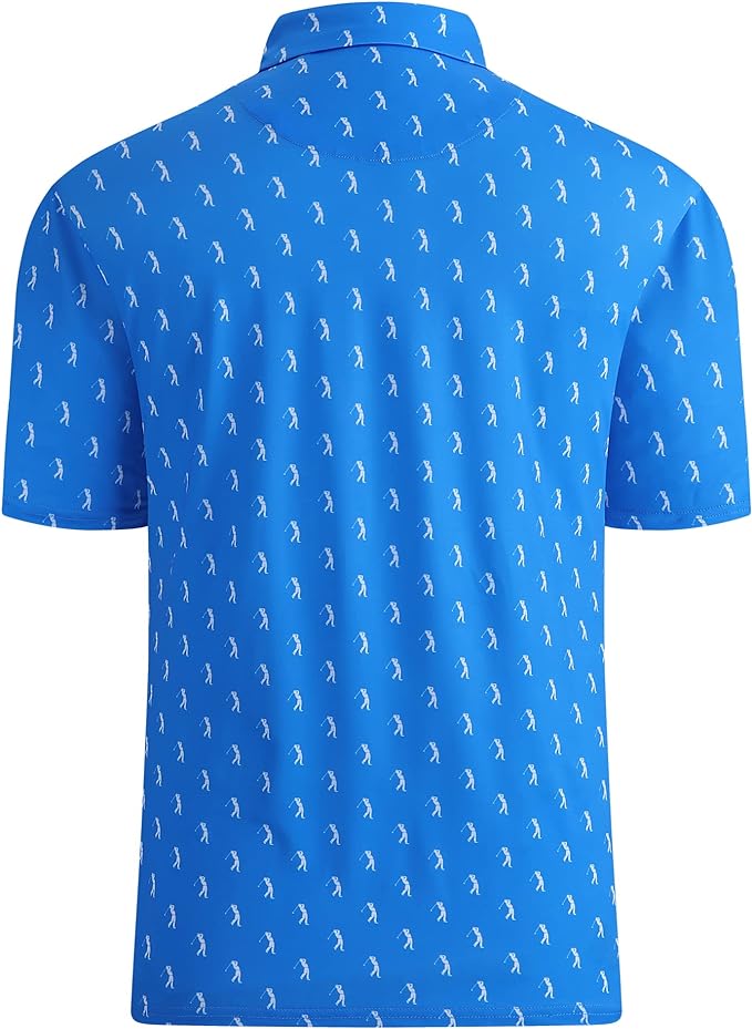 Alex Vando Mens Golf Shirt Moisture Wicking Quick-Dry Print Performance Polo Shirts for Men