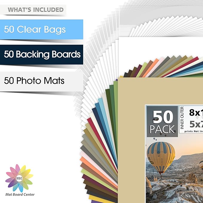 Mat Board Center, 8x10 for 5x7 Mix Color Picture Mat Sets - Image 3