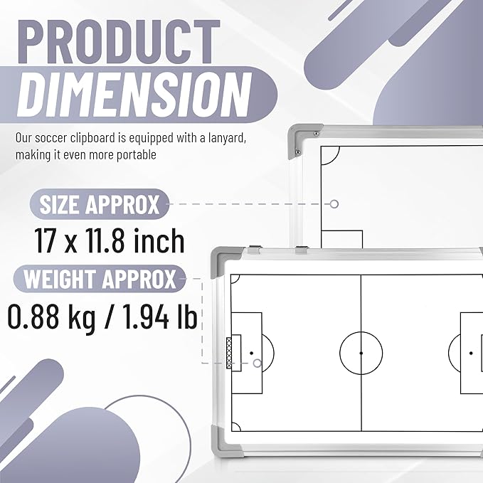 ZPU Soccer Coaching Board, Magnetic Soccer Whiteboard for Coaches, Soccer Tactics Clipboard with Dry Erase, Marker Pen, Magnets and Storage Bag, for Teaching and Game Plan