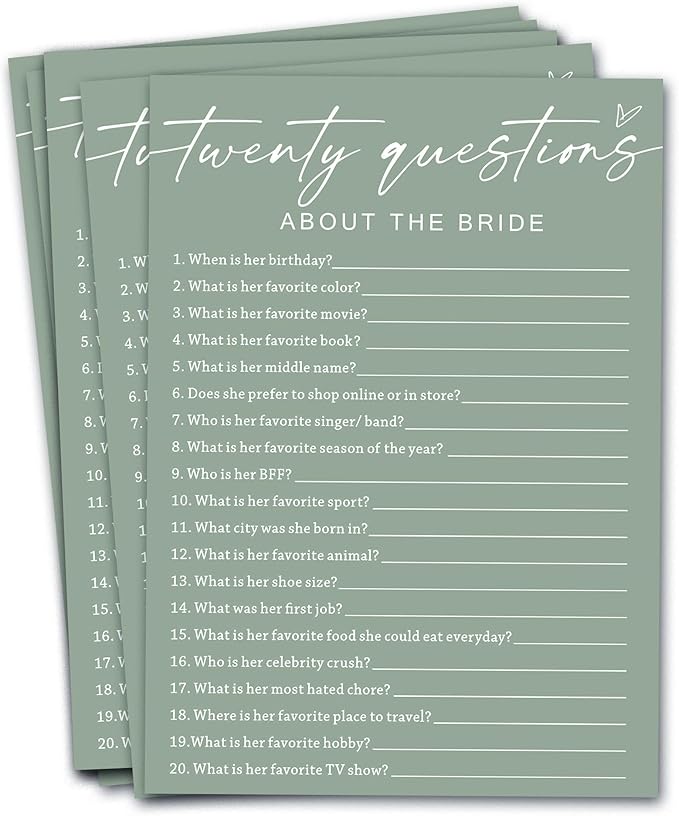 Bridal Shower Games Cards by Wybgno