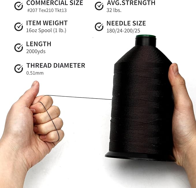 Extra Strong Bonded Nylon Thread #207 Tex210 – 16 OZ, Versatile Stitching - Image 3