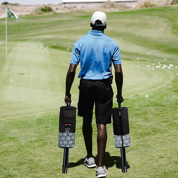 HOW TRUE Golf Ball Retriever, Portable Shag Bag Golf Ball Pick Up with Removable Plastic Tube, Pocket Shagger Storage
