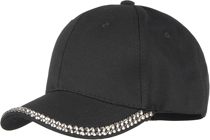 Hoce Fashion Rhinestone Denim Baseball Cap Studded Bling Hat for Women