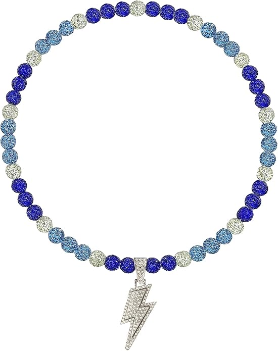 Baseball Necklace for Men 16/18/20 Inch Bling Ice Collection Lightning Bolt Pendant Necklace for Women Rhinestone Clay Beaded Discoball Accessories Gifts for Baseball Team Players Lovers