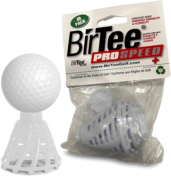 BirTee Golf Tees - PRO Speed Plus with Flexibility & Durability - 8 Pack. Indoor Golf Tees/Golf Simulator Tees/Winter Plastic Golf Tees