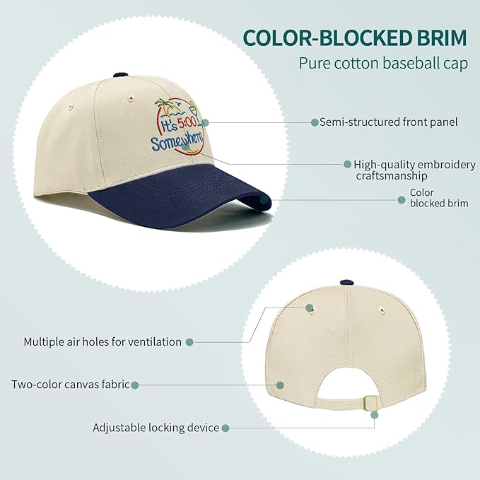 Jimmy Music Buffett Accessories Hats Its 5 Oclock Some Where Baseball Cap Mom Hat Pigment Black Womens Bucket
