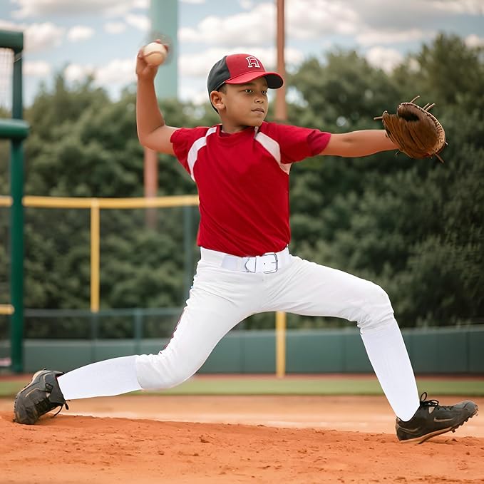Dxhycc Youth Baseball Socks and Belt Combo Set Softball Baseball Socks and Elastic Waist Belt for Youth Boys Girls
