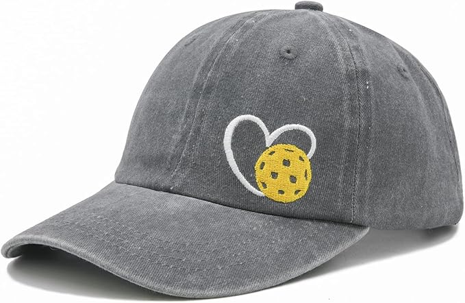 Pickleball Hat for Women Men, Adjustable Embroidered Heart Pickleball Baseball Cap