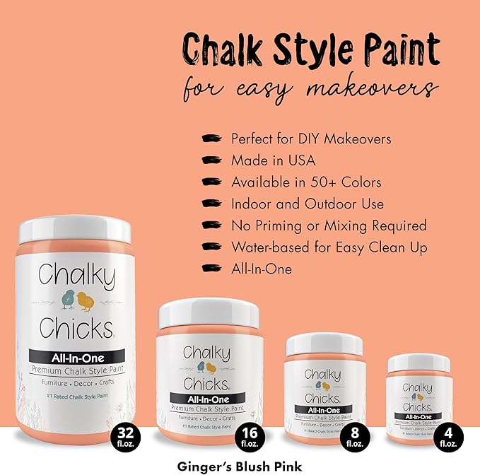 Chalky Chicks 8 Fl Oz Matte Gingers Blush Pink Chalk Paint - Image 2