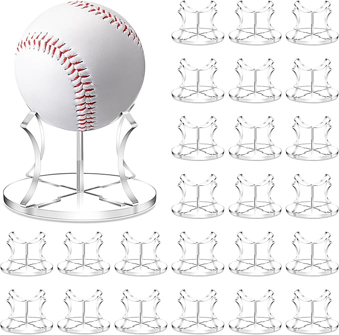 Mudder 24 Pack Baseball Display Stand, Acrylic Ball Display Holder Transparent Sports Balls Stand Holder Rack for Baseball, Golf Balls, Tennis Ball, Softball, Home Office Collection