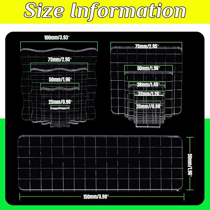10Pcs Clear Acrylic Stamp Blocks Set, Acrylic Stamping Blocks Tools Clear Stamps - Image 2